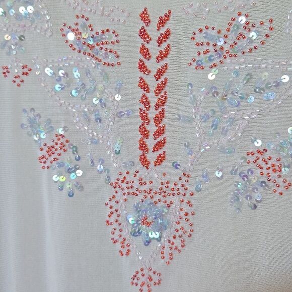 The Limited Sheer Y2K Nylon Top Large Beaded Sequin Fairy Soft Girl Feminine - Picture 5 of 10